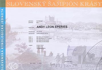 Andy se stal Slovenský šampion